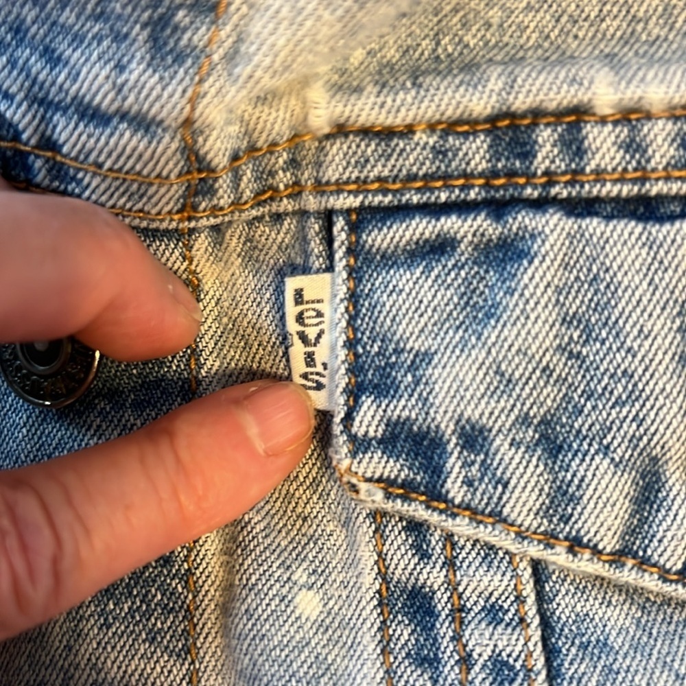 VTG Levi's Women Girl Rare Denim Blue Tab Jean Button Down Trucker Jacket Vest M - Picture 4 of 7